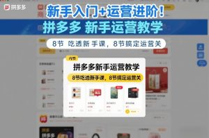 新手入门+运营进阶！拼多多新手运营教学，8节吃透新手课，8节搞定运营关-全网第一网赚项目资源库-中赚网 & 中创网 & 冒泡网 & 福缘网 - 小本轻创业与优质加盟项目首选平台