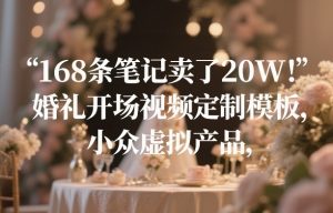 168条笔记卖了20W！婚礼开场视频定制模板，小众虚拟产品-全网第一网赚项目资源库-中赚网 & 中创网 & 冒泡网 & 福缘网 - 小本轻创业与优质加盟项目首选平台