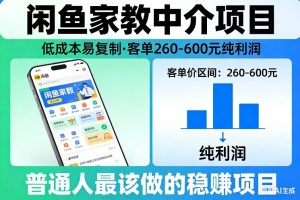 闲鱼家教中介项目，低成本易复制，客单260-600不等纯利润，这才是普通人最该做的稳賺项目-全网第一网赚项目资源库-中赚网 & 中创网 & 冒泡网 & 福缘网 - 小本轻创业与优质加盟项目首选平台