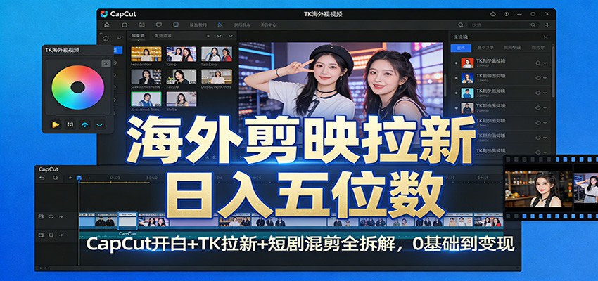 海外剪映拉新日入五位数：CapCut开白+TK拉新+短剧混剪全拆解，0基础到变现-全网第一网赚项目资源库-中赚网 & 中创网 & 冒泡网 & 福缘网 - 小本轻创业与优质加盟项目首选平台