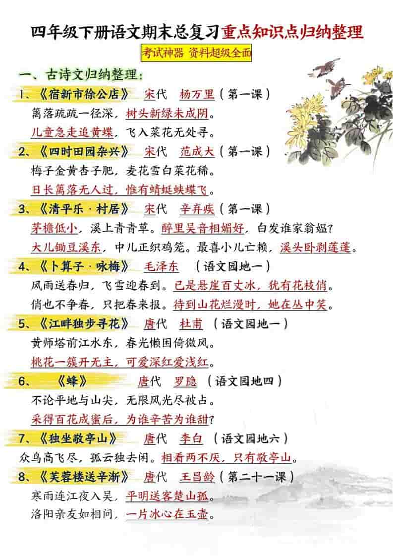 四年级下语文期末总复习重点知识点归纳整理-共29页-全网第一网赚项目资源库-中赚网 & 中创网 & 冒泡网 & 福缘网 - 小本轻创业与优质加盟项目首选平台