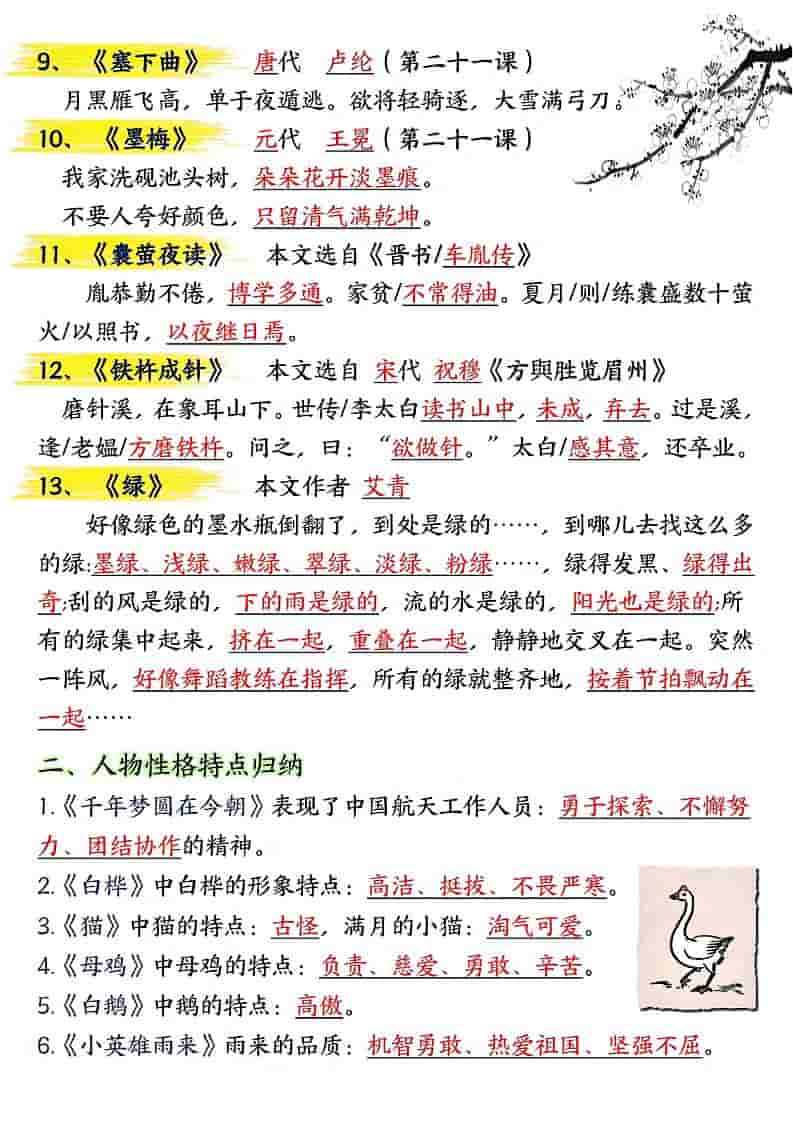 四年级下语文期末总复习重点知识点归纳整理-共29页