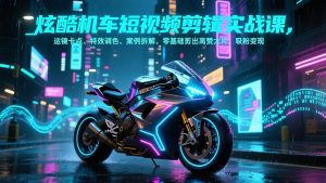 炫酷机车短视频剪辑实战课，运镜卡点、特效调色、案例拆解，零基础剪出高赞大片，吸粉变现-全网第一网赚项目资源库-中赚网 & 中创网 & 冒泡网 & 福缘网 - 小本轻创业与优质加盟项目首选平台