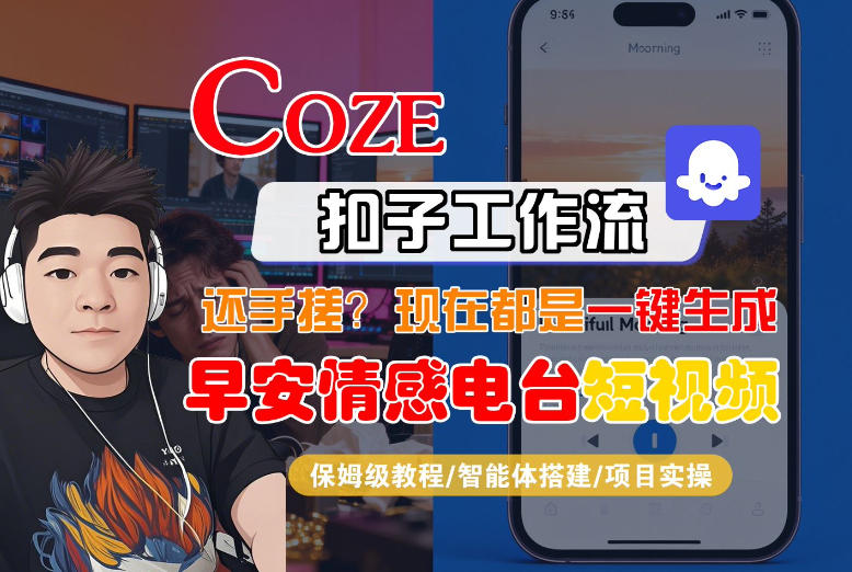 【Coze工作流搭建实操教程】【coze】早安情感电台日签视频还在手动做？用扣子工作流自动生成，省时90%-全网第一网赚项目资源库-中赚网 & 中创网 & 冒泡网 & 福缘网 - 小本轻创业与优质加盟项目首选平台