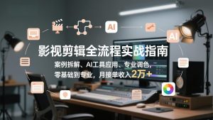 影视剪辑全流程实战指南，案例拆解、AI工具应用、专业调色，零基础到专业，月接单收入2万+-全网第一网赚项目资源库-中赚网 & 中创网 & 冒泡网 & 福缘网 - 小本轻创业与优质加盟项目首选平台