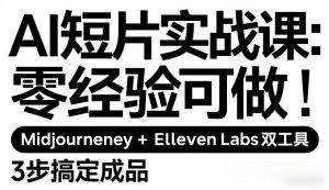 AI短片实战课：零经验可做，Midjourney+ElevenLabs双工具，3步搞定成品-全网第一网赚项目资源库-中赚网 & 中创网 & 冒泡网 & 福缘网 - 小本轻创业与优质加盟项目首选平台