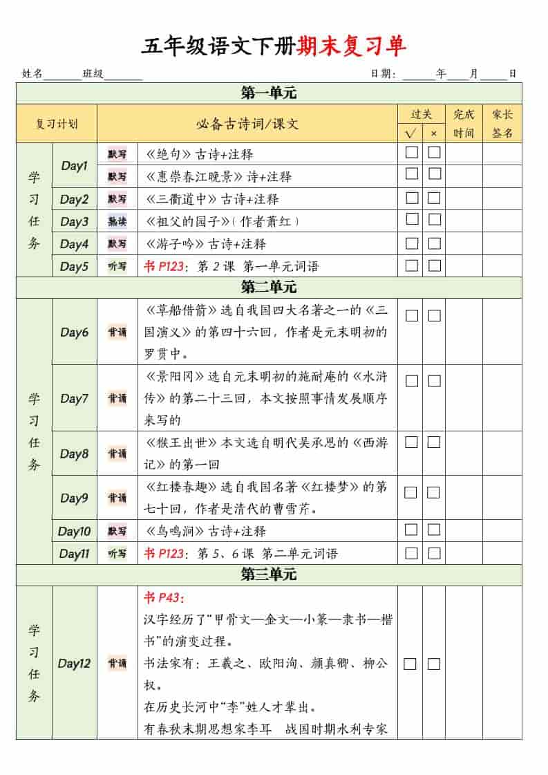 五年级下语文期末复习单-全网第一网赚项目资源库-中赚网 & 中创网 & 冒泡网 & 福缘网 - 小本轻创业与优质加盟项目首选平台