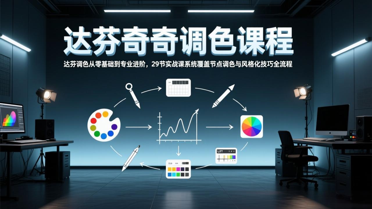 达芬奇调色从零基础到专业进阶，29节实战课系统覆盖节点调色与风格化技巧全流程-全网第一网赚项目资源库-中赚网 & 中创网 & 冒泡网 & 福缘网 - 小本轻创业与优质加盟项目首选平台