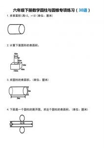 【圆柱与圆锥专项练习(30道）】六下数学-全网第一网赚项目资源库-中赚网 & 中创网 & 冒泡网 & 福缘网 - 小本轻创业与优质加盟项目首选平台