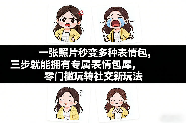 一张照片秒变多种表情包，三步就能拥有专属表情包库，零门槛玩转社交新玩法【文档】-全网第一网赚项目资源库-中赚网 & 中创网 & 冒泡网 & 福缘网 - 小本轻创业与优质加盟项目首选平台