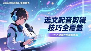 2026字字动画AI漫剧制作-1期,选文配音剪辑技巧全覆盖,一个人就能批量产出爆款漫剧-全网第一网赚项目资源库-中赚网 & 中创网 & 冒泡网 & 福缘网 - 小本轻创业与优质加盟项目首选平台