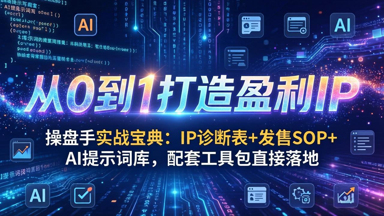 操盘手实战宝典：IP诊断表+发售SOP+AI提示词库，配套工具包直接落地，从0到1打造盈利IP-全网第一网赚项目资源库-中赚网 & 中创网 & 冒泡网 & 福缘网 - 小本轻创业与优质加盟项目首选平台