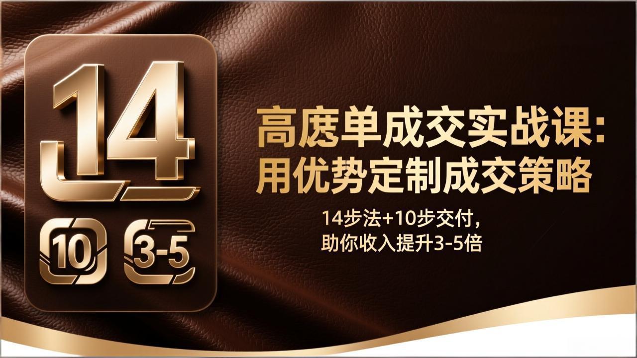 高客单成交实战课：用优势定制成交策略，14步法+10步交付，助你收入提升3-5倍-全网第一网赚项目资源库-中赚网 & 中创网 & 冒泡网 & 福缘网 - 小本轻创业与优质加盟项目首选平台