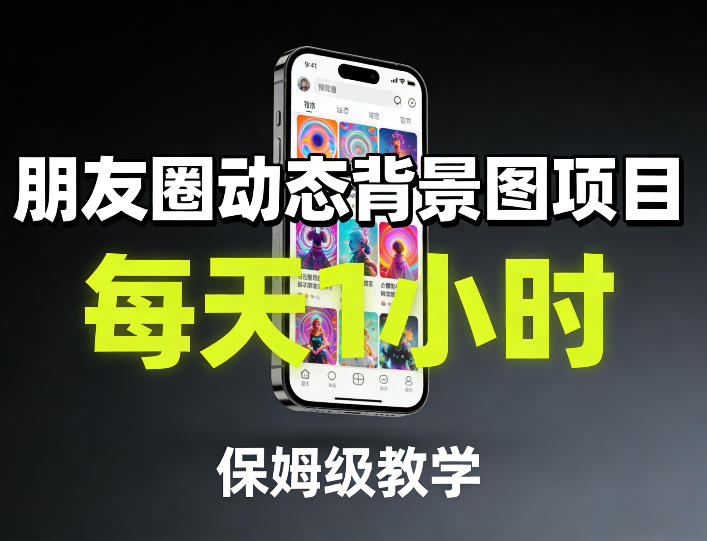朋友圈动态背景图项目，每天1小时，保姆级教学-全网第一网赚项目资源库-中赚网 & 中创网 & 冒泡网 & 福缘网 - 小本轻创业与优质加盟项目首选平台