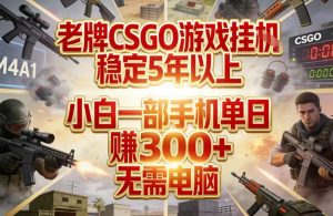 老牌CSGO游戏挂G，稳定5年以上，小白一部手机单日賺3张+，无需电脑【揭秘】-全网第一网赚项目资源库-中赚网 & 中创网 & 冒泡网 & 福缘网 - 小本轻创业与优质加盟项目首选平台
