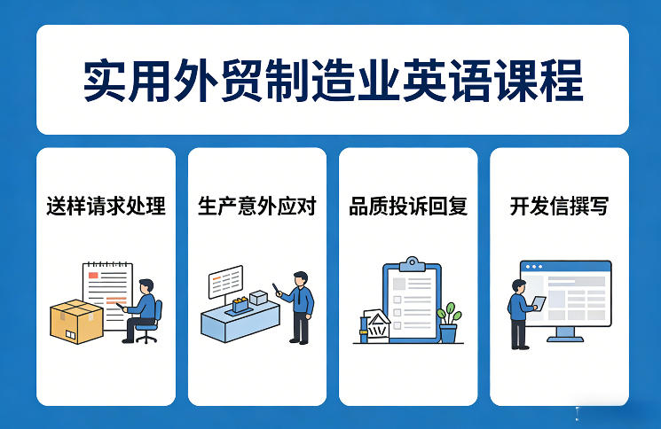实用外贸制造业英语课程，教你专业处理送样请求、应对生产意外、回复品质投诉、撰写开发信等-全网第一网赚项目资源库-中赚网 & 中创网 & 冒泡网 & 福缘网 - 小本轻创业与优质加盟项目首选平台