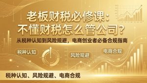 老板财税必修课：不懂财税怎么管公司？从税种认知到风险规避，电商创业者必备合规指南-全网第一网赚项目资源库-中赚网 & 中创网 & 冒泡网 & 福缘网 - 小本轻创业与优质加盟项目首选平台