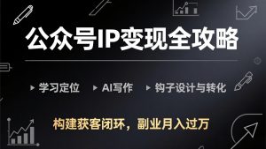 公众号IP变现全攻略-更新，学习定位、AI写作、钩子设计与转化，构建获客闭环，副业月入过万-全网第一网赚项目资源库-中赚网 & 中创网 & 冒泡网 & 福缘网 - 小本轻创业与优质加盟项目首选平台