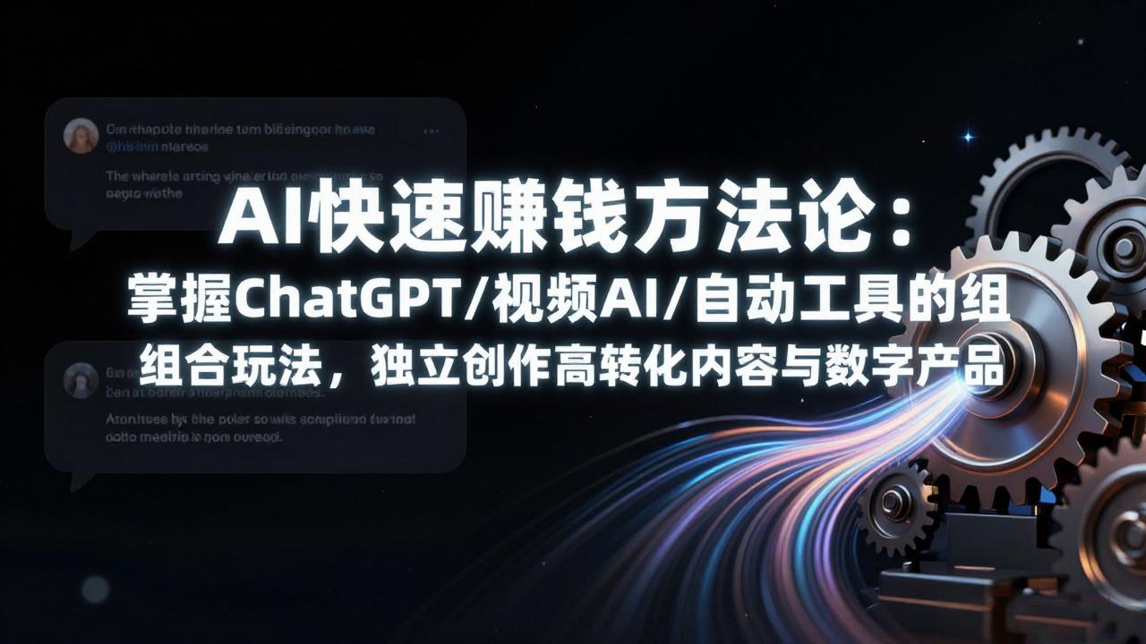 AI快速赚钱方法论：掌握ChatGPT/视频AI/自动化工具的组合玩法，独立创作高转化内容与数字产品-全网第一网赚项目资源库-中赚网 & 中创网 & 冒泡网 & 福缘网 - 小本轻创业与优质加盟项目首选平台