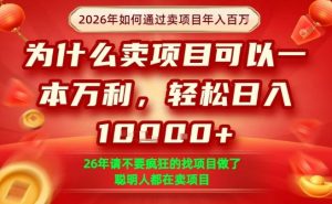 一单净利润1K+,26年想年入100个W,死磕卖项目就够了【揭秘】-全网第一网赚项目资源库-中赚网 & 中创网 & 冒泡网 & 福缘网 - 小本轻创业与优质加盟项目首选平台