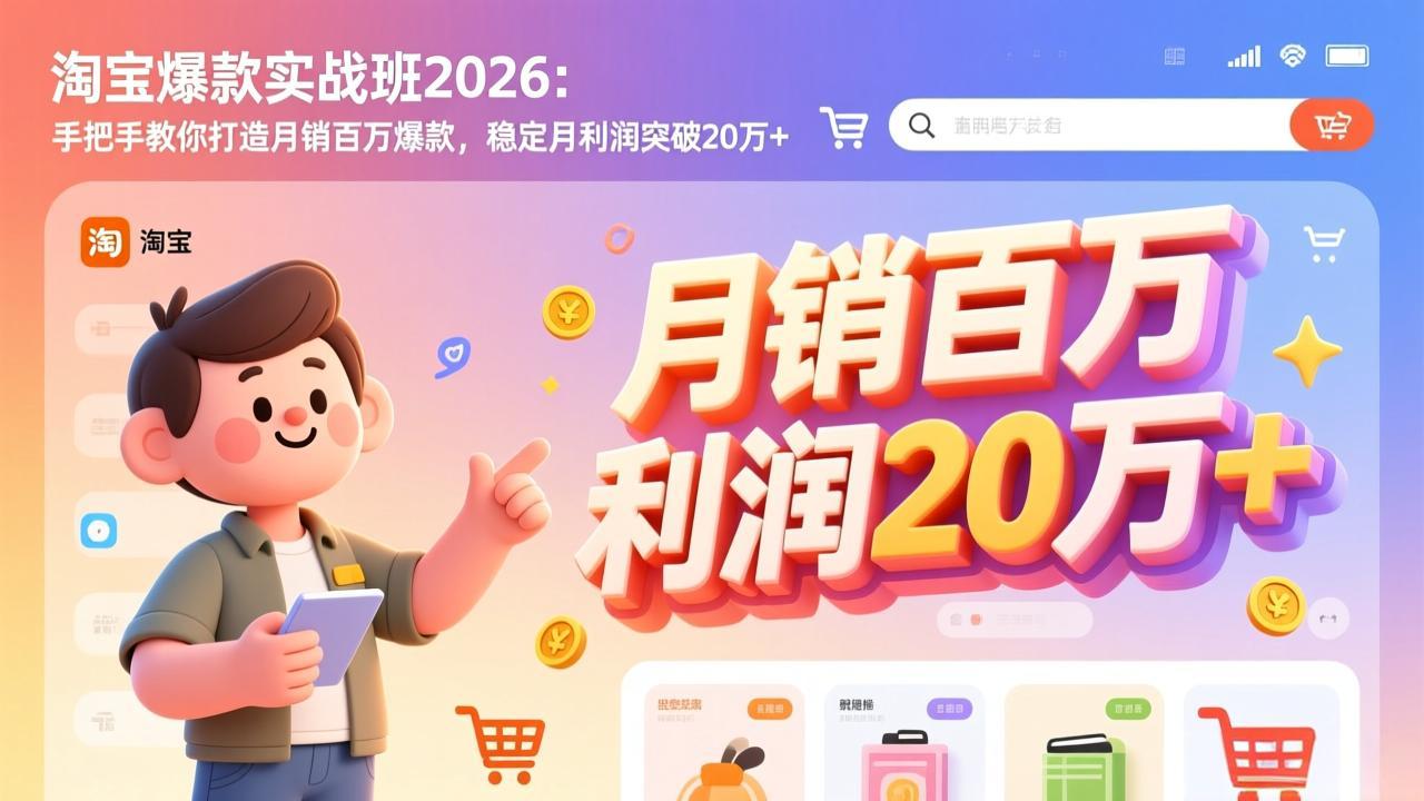 淘宝爆款实战班-2026年3月更新：手把手教你打造月销百万爆款，稳定月利润突破20万+-全网第一网赚项目资源库-中赚网 & 中创网 & 冒泡网 & 福缘网 - 小本轻创业与优质加盟项目首选平台