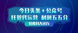 头条加公众号 托管代运营 利润分成模式 轻松月入过万-全网第一网赚项目资源库-中赚网 & 中创网 & 冒泡网 & 福缘网 - 小本轻创业与优质加盟项目首选平台
