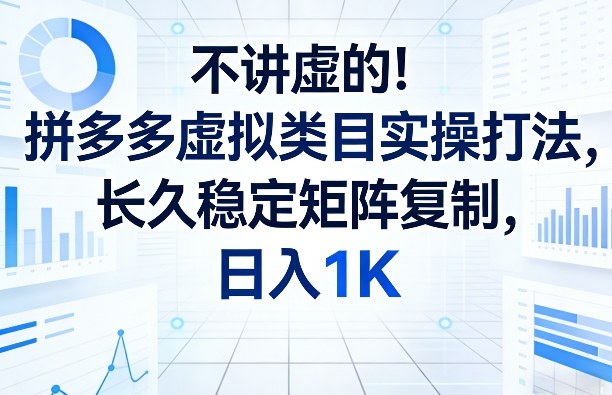 不讲虚的！拼多多虚拟类目实操打法，长久稳定矩阵复制，日入1K【揭秘】-全网第一网赚项目资源库-中赚网 & 中创网 & 冒泡网 & 福缘网 - 小本轻创业与优质加盟项目首选平台