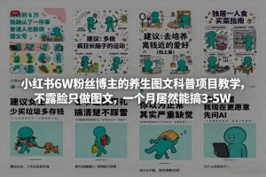 小红书6W粉丝博主的养生图文科普项目教学,不露脸只做图文,一个月居然能搞3-5W-全网第一网赚项目资源库-中赚网 & 中创网 & 冒泡网 & 福缘网 - 小本轻创业与优质加盟项目首选平台