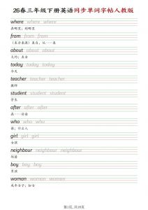 三下人教PEP版英语同步单词字帖-全网第一网赚项目资源库-中赚网 & 中创网 & 冒泡网 & 福缘网 - 小本轻创业与优质加盟项目首选平台