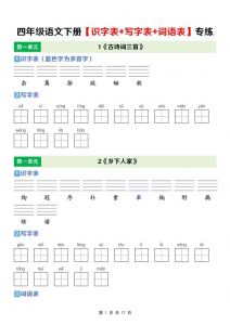 四年级下语文【识字表+写字表+词语表】专项练-全网第一网赚项目资源库-中赚网 & 中创网 & 冒泡网 & 福缘网 - 小本轻创业与优质加盟项目首选平台
